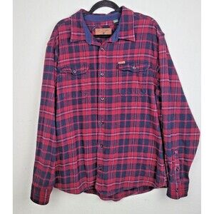 Orvis Mens Size XXL Heavyweight Shacket Plaid Flannel Red Button Front Pocket